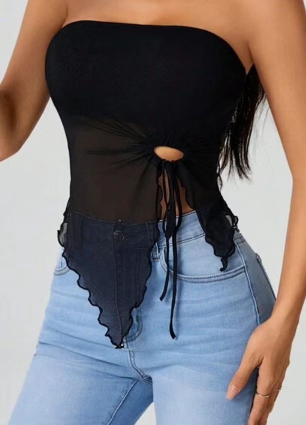 Tube Top Elegant Shoulder-baring Hot Irregular Sleeveless Top