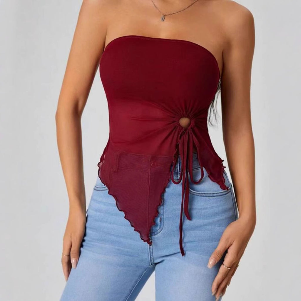 Tube Top Elegant Shoulder-baring Hot Irregular Sleeveless Top